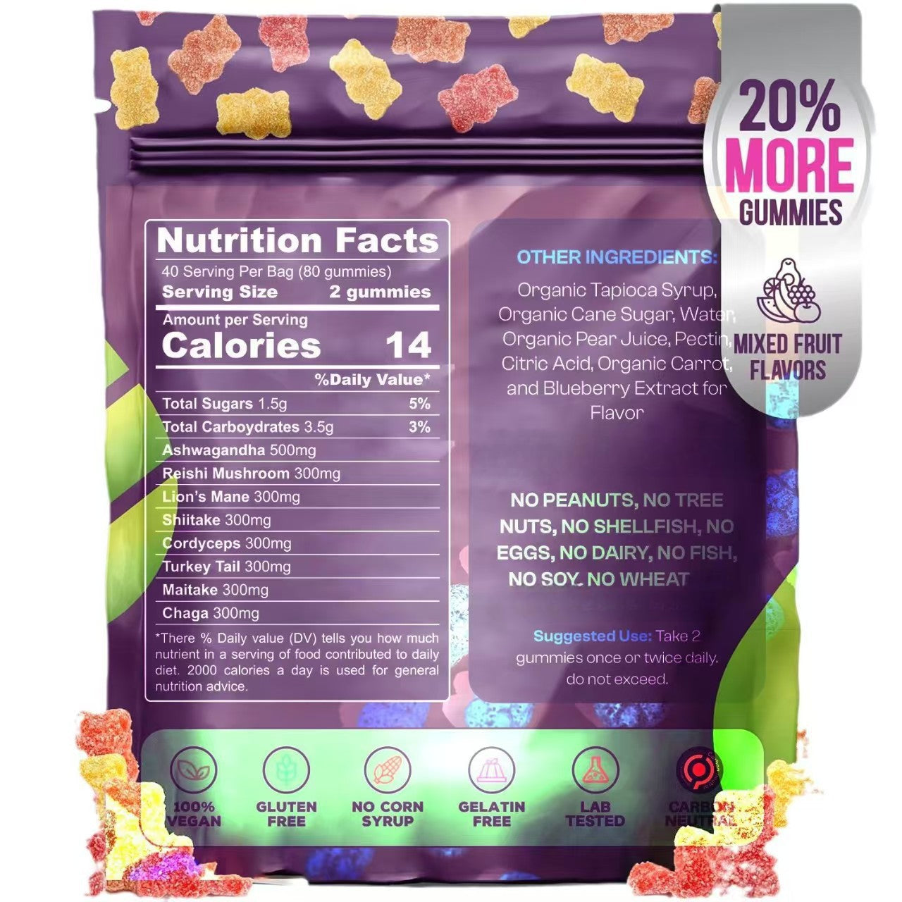 ZENOVARA™ MUSHROOM GUMMIES WITH ASHWAGANDHA