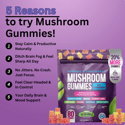 ZENOVARA™ MUSHROOM GUMMIES WITH ASHWAGANDHA