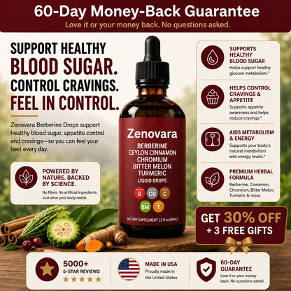 ZENOVARA™ CRAVING CONTROL  BERBERINE + CEYLON CINNAMON LIQUID DROPS
