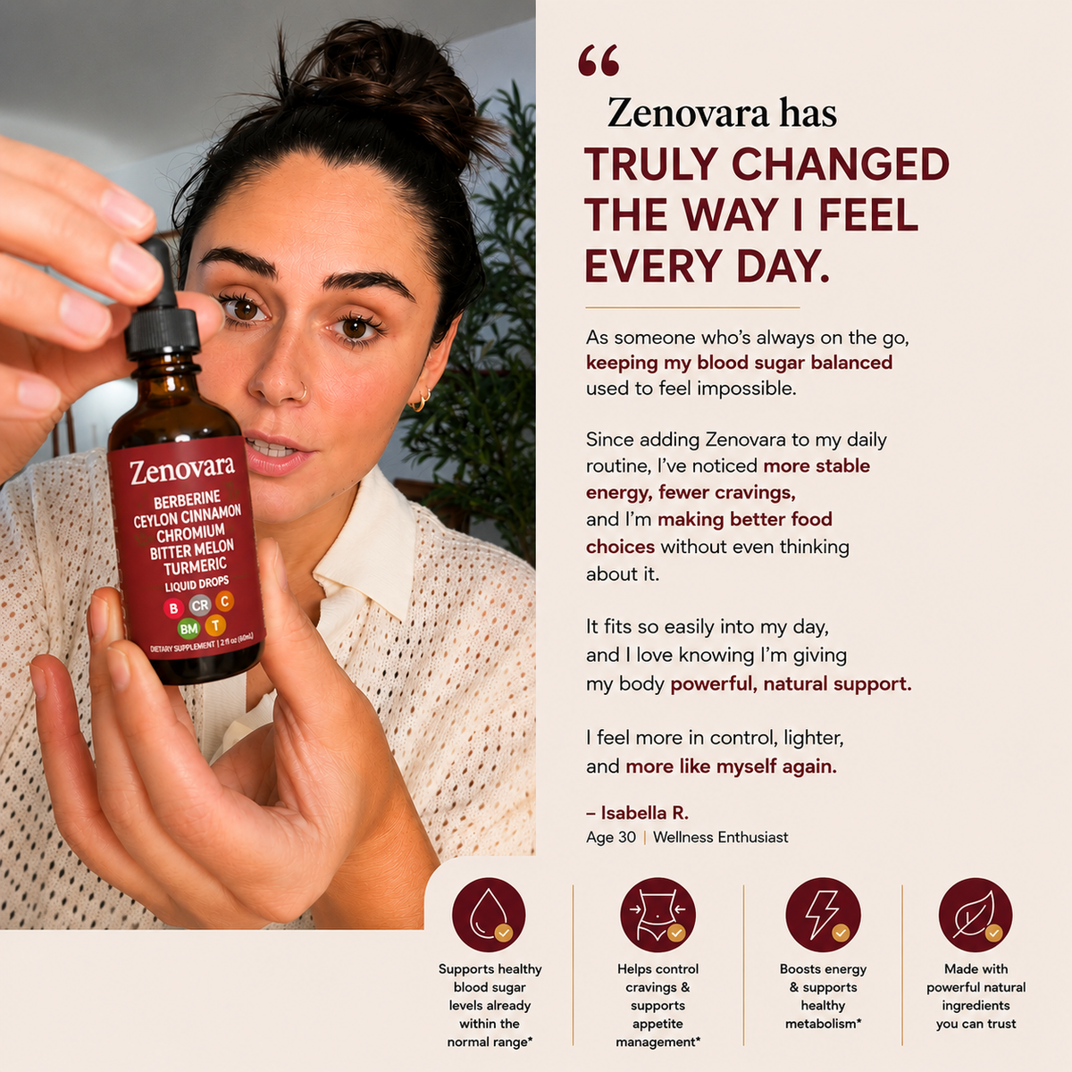 ZENOVARA™ CRAVING CONTROL  BERBERINE + CEYLON CINNAMON LIQUID DROPS