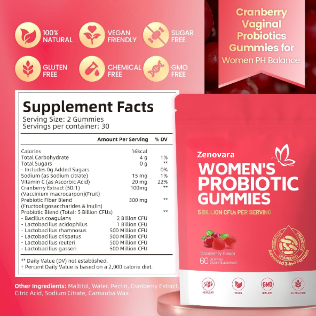 ZENOVARA® CRANBERRY WOMEN'S PROBIOTIC GUMMIES