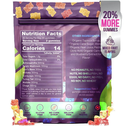 ZENOVARA™ MUSHROOM GUMMIES WITH ASHWAGANDHA
